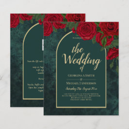 フォレストグリーン金ゴールドレッドローズウィンターウェディング