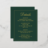 フォレストグリーン金結婚箔のエンクロージャカード 箔招待状ポストカード (正面/裏面)