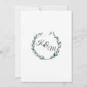 フォレストグリーン5X7ローレルリースオリーブ葉 招待状 (裏面)