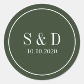 フォレストグリーン |の結婚モノグクラシックラム ラウンドシール (正面)