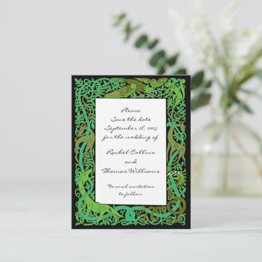 フォレストグリーン ケルトの結婚式 Save the Date 発表 招待状 (スタンド正面)