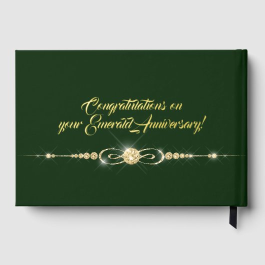 フォレストグリーン ゴールドホイル 結婚記念日 ゲストブック (裏面)