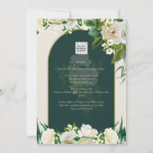 フォレストグリーン ゴールド ホワイト ローズ ウィンター ウェディング 招待状 (裏面)