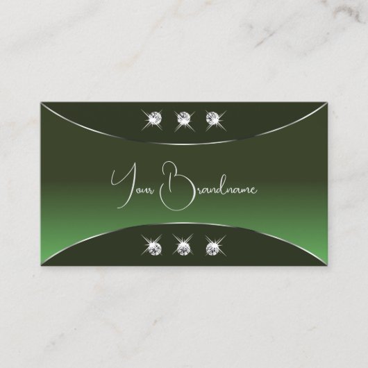 フォレストグリーン(シルバーデコールダイヤモンド付きらめく) 名刺 (正面)