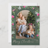 フォレストグリーン&ブライトピンクボタニカルアーチ1写真 シーズンカード (正面)