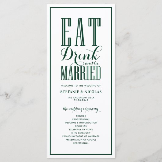 フォレストグリーン Eat Drink and be Married ウェディング プログラム (正面)