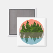 フォレストサンセット自然松の木 マグネット (正面/裏面)