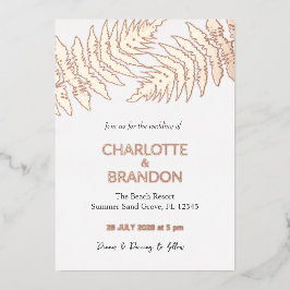 フォレストシダアウトドア結婚ズバラ金ゴールド 箔招待状