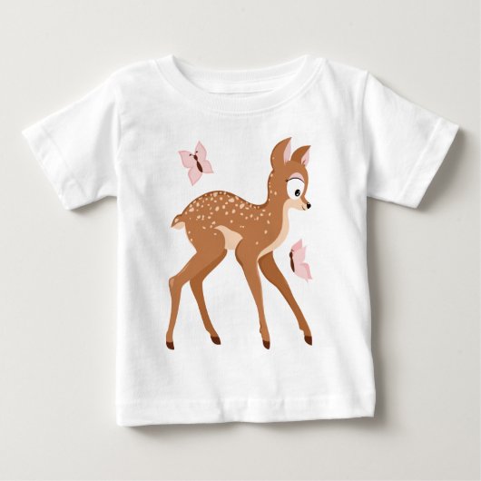 フォレストシリーズファウズベビー鹿ガール ベビーTシャツ (正面)