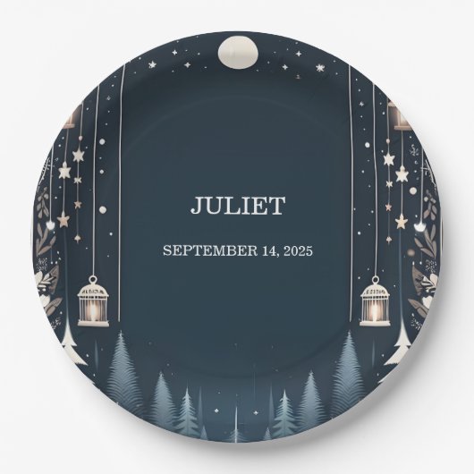 フォレストスターズスノーブライトウィンターブライダルシャワー ペーパープレート (正面)