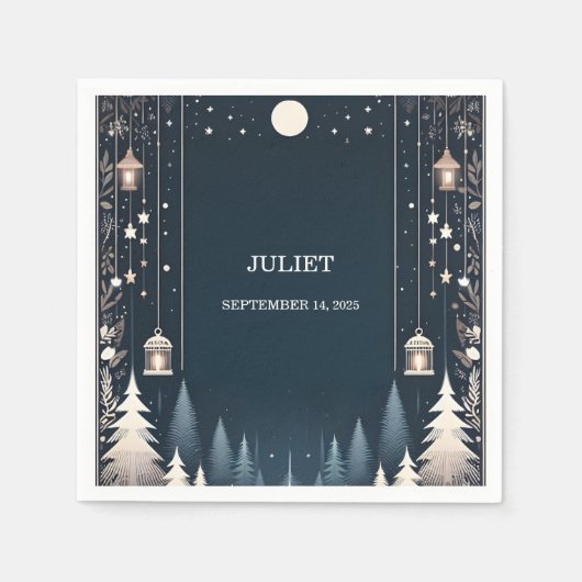 フォレストスターズ スノーブライト ウィンターブライダルシャワー スタンダードカクテルナプキン (正面)