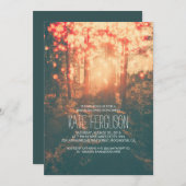 フォレストストリングライト素朴ブライダルシャワー 招待状 (正面/裏面)