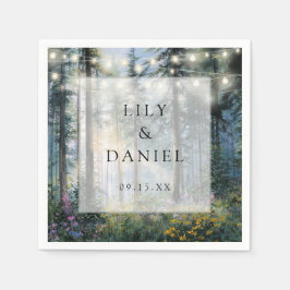 フォレストストリングライト ワイルドフラワー フローラル ウェディング スタンダードカクテルナプキン