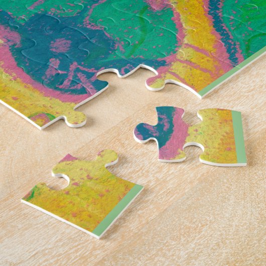 フォレストスピリット、シュールファンタジーポートレートグリーンフォーク ジグソーパズル (側面)