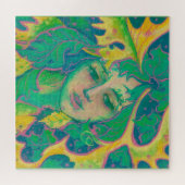 フォレストスピリット、シュールファンタジーポートレートグリーンフォーク ジグソーパズル (横)