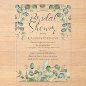 フォレストセージグリーンシードeucalyptusブライダルシャワー アクリル招待状 (正面)