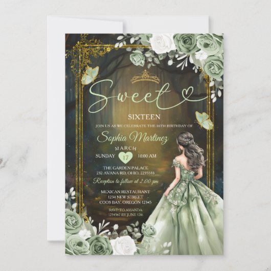 フォレストセージグリーンプリンセスキンセアニラ 招待状 (正面)