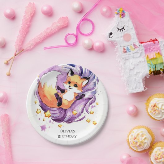 フォレストチルドレンキツネ誕生日 ペーパープレート (パーティー)