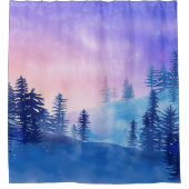 フォレストツリーアウトドアランドスケープ日没自然 シャワーカーテン (正面)