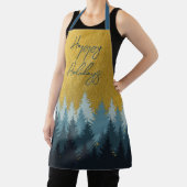 フォレストツリーズゴールデンランドスケープハッピーホリデー エプロン (インサイチュ)