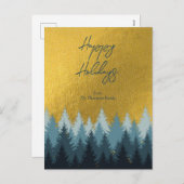 フォレストツリーズゴールデンランドスケープハッピーホリデー シーズンポストカード (正面/裏面)