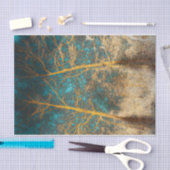 フォレストツリーズティール(緑がかった色)スカイウィンターウッドランドネガティブ 薄葉紙 (クラフト)