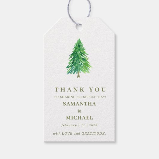 フォレストツリーフラワークラシック結婚ズThank You ギフトタグ (正面)