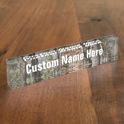 フォレストツリー迷彩柄カモフラージュ自然狩り/魚釣り デスクネームプレート (側面)