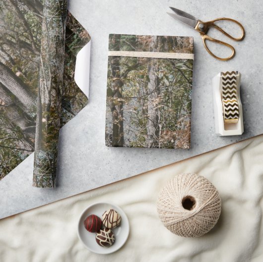 フォレストツリー迷彩柄カモフラージュ自然狩り/魚釣り ラッピングペーパー (クラフト)