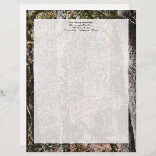 フォレストツリー迷彩柄カモフラージュ自然狩り/魚釣り レターヘッド (正面/裏面)