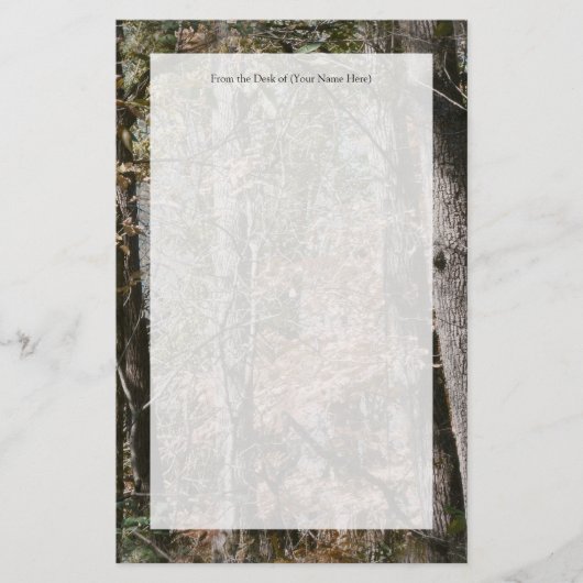 フォレストツリー迷彩柄カモフラージュ自然狩り/魚釣り 便箋 (正面)