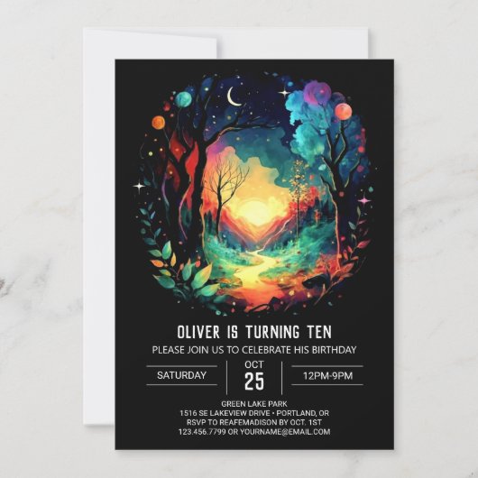 フォレストティンバーランドグローブ誕生日 招待状 (正面)