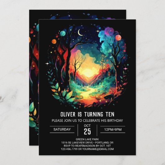 フォレストティンバーランドグローブ誕生日 招待状 (正面/裏面)