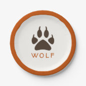 フォレストテーマバースデーパーティー紙プレート – ウルフ ペーパープレート (正面)