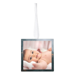 フォレストテーマベビー初めてのクリスマス3枚の写真 キューブオーナメント