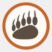 フォレストテーマ誕生日ラウンドスティッカー – ベア ラウンドシール (正面)