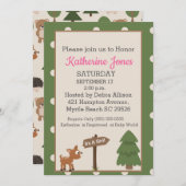 フォレストディアーガールズベビーシャワー招待状 招待状 (正面/裏面)