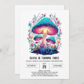 フォレストデジタかわいらしルキノコ誕生日 招待状 (正面/裏面)