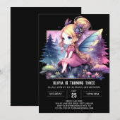 フォレストデジタルフェアリー誕生日 招待状 (正面/裏面)