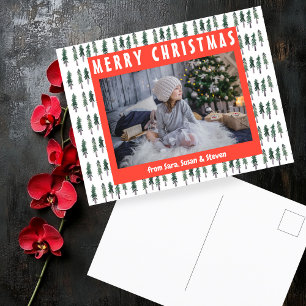 フォレストパインツリーズウォーターカスタムカラーPHOTO Holiday ポストカード