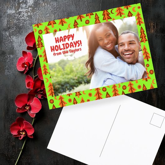 フォレストパインツリーズムーンスターカスタムズPHOTO Holiday ポストカード