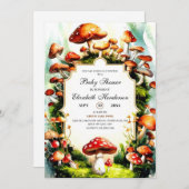 フォレストパステルマッシュルームベイビーシャワー 招待状 (正面/裏面)