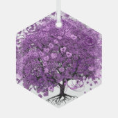 フォレストパープルハートリーフ結婚ツリー ガラスオーナメント (正面)