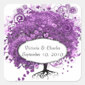 フォレストパープルハートリーフ結婚ツリー スクエアシール (正面)