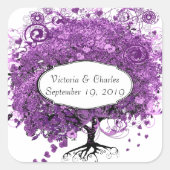 フォレストパープルハートリーフ結婚ツリー スクエアシール (正面)