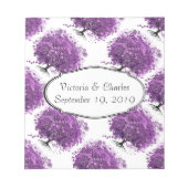 フォレストパープルハートリーフ結婚ツリー ノートパッド (正面)