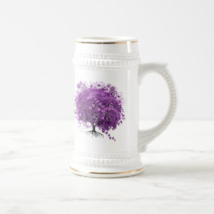 フォレストパープルハートリーフ結婚ツリー ビールジョッキ