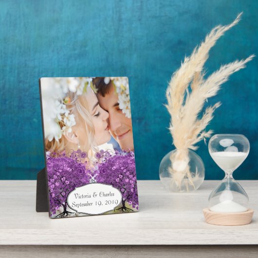 フォレストパープルハートリーフ結婚ツリー フォトプラーク (側面)