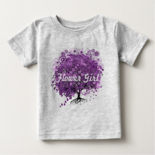 フォレストパープルハートリーフ結婚ツリー ベビーTシャツ