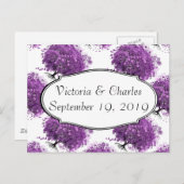 フォレストパープルハートリーフ結婚ツリー ポストカード (正面/裏面)